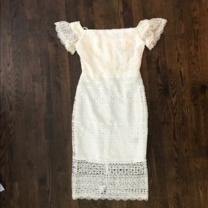 Cynthia Rowley Off the Shoulder Midi Dress